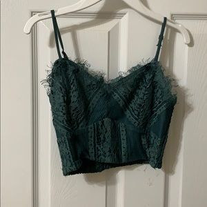 Never worn green lace crop top